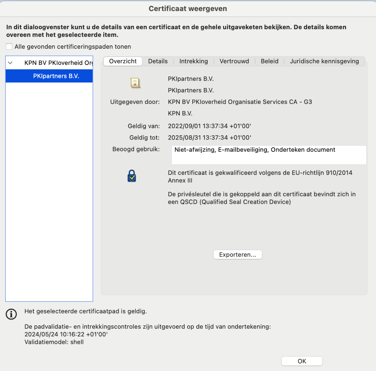 Digitale handtekening voorbeeld - Authenticatie zegel/ eSeal